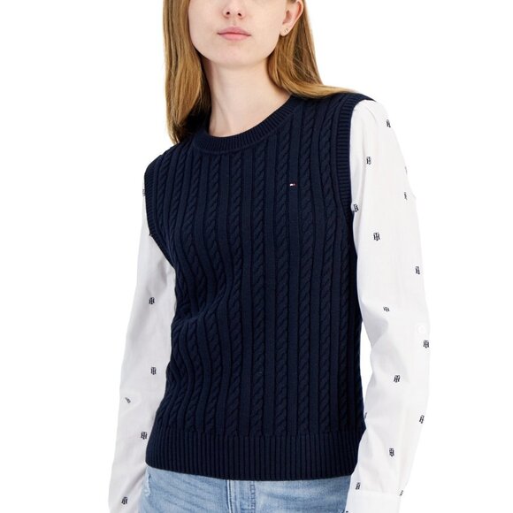Tommy Hilfiger Women's Layered-Look Sweater Vest Navy Size S MSRP $90 - Picture 1 of 3